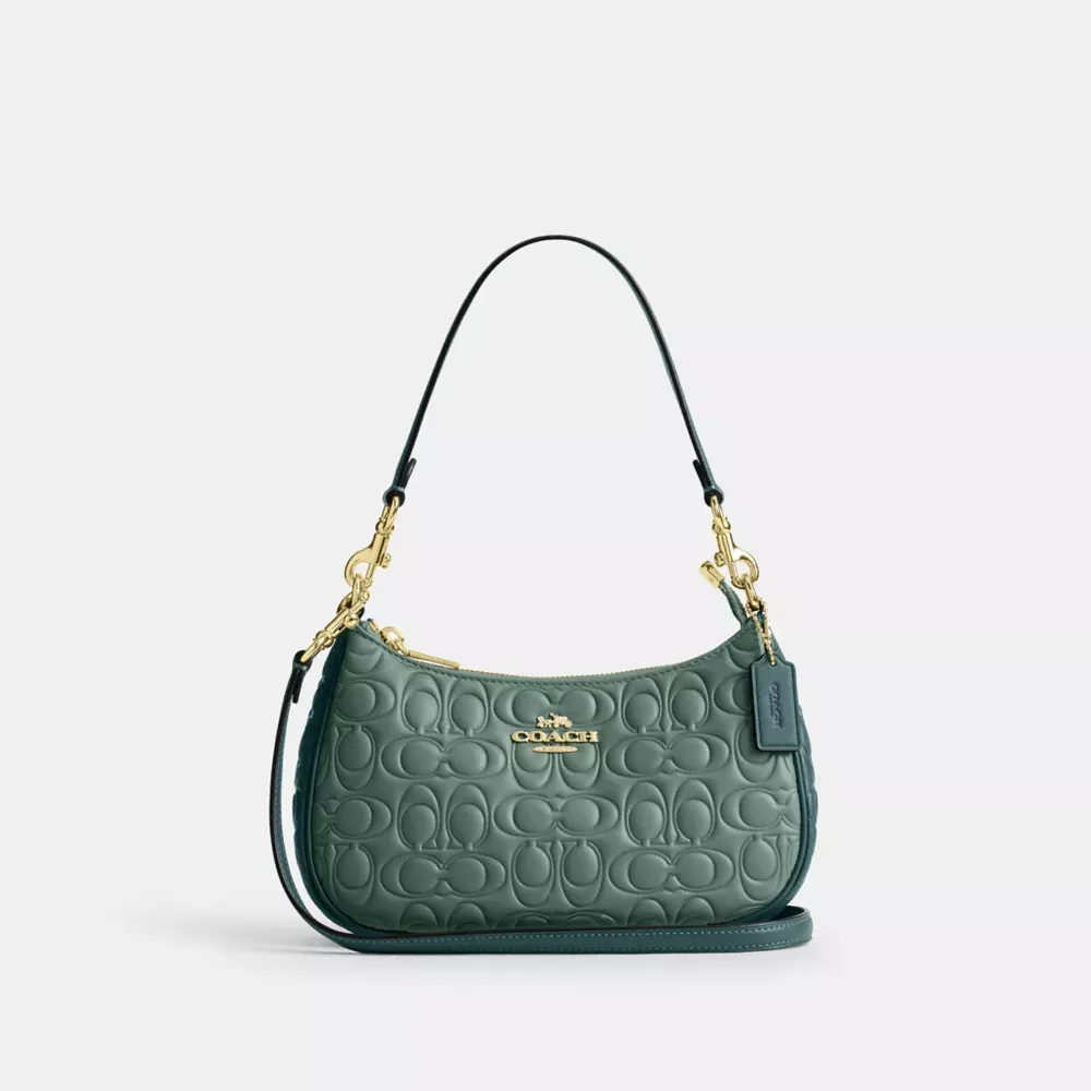 Teri Shoulder Bag In Blocked Signature Leather