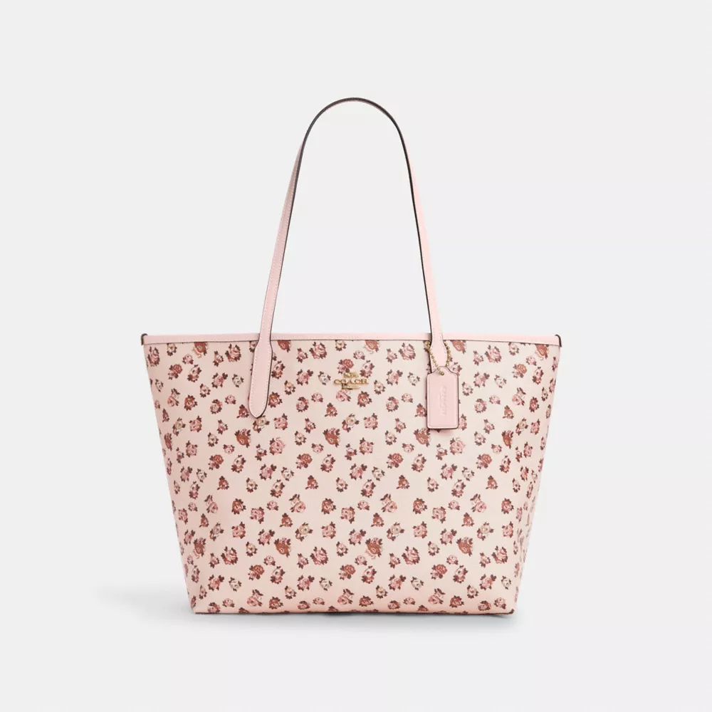 City Tote Bag With Rose Print