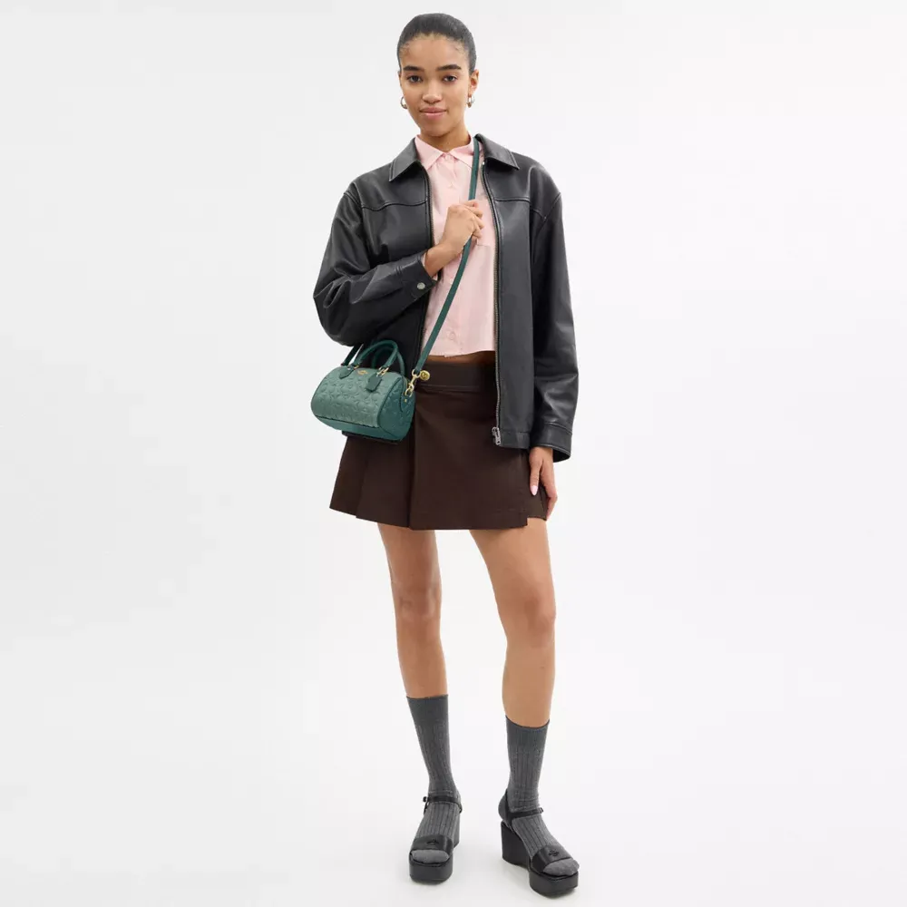 Mini Rowan Crossbody Bag In Blocked Signature Leather