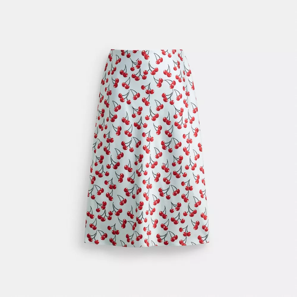 Cherry Print Midi Skirt
