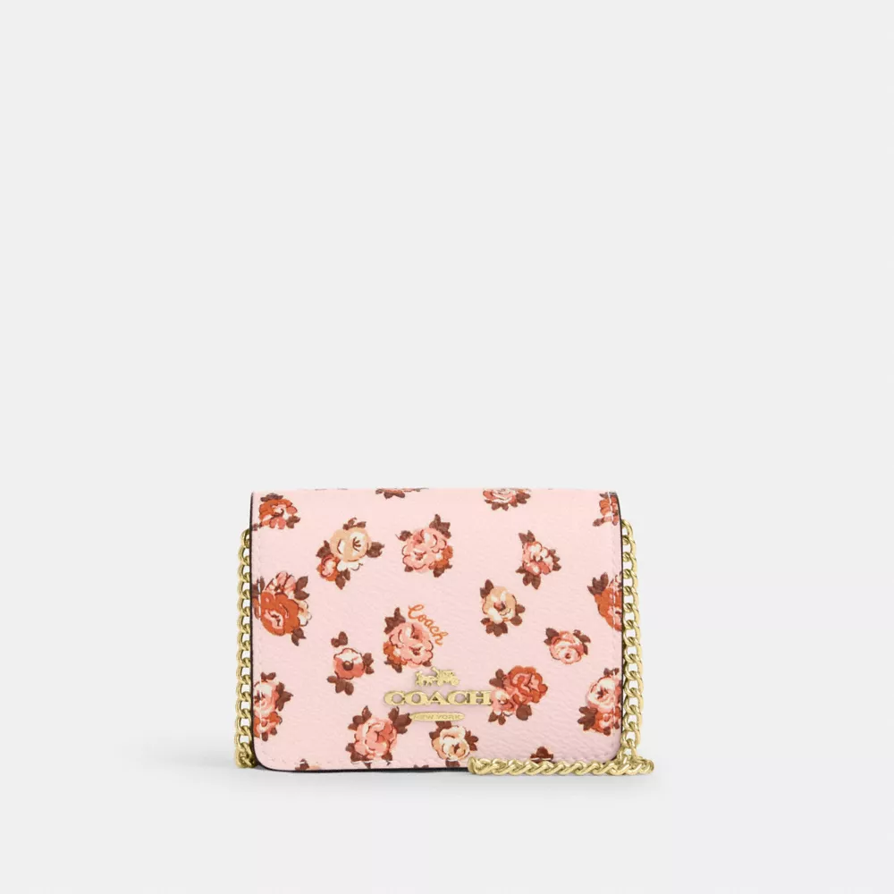 Mini Wallet On A Chain With Rosette Print