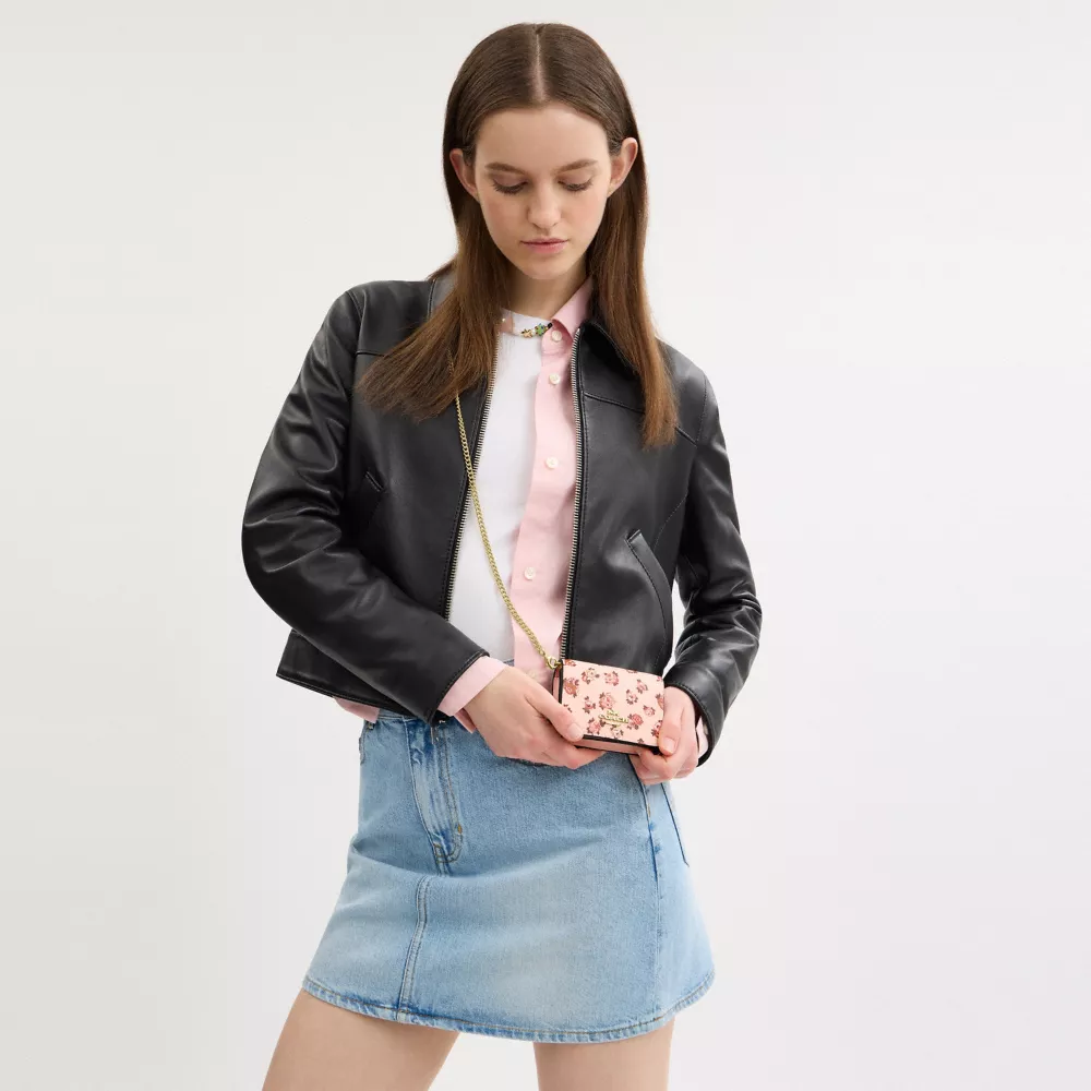 Mini Wallet On A Chain With Rosette Print