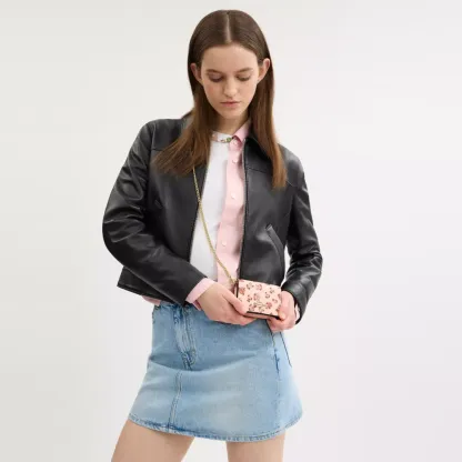 Mini Wallet On A Chain With Rosette Print