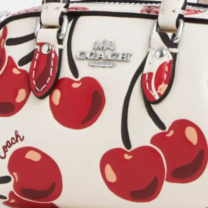 Mini Rowan Bag Charm With Cherry Print