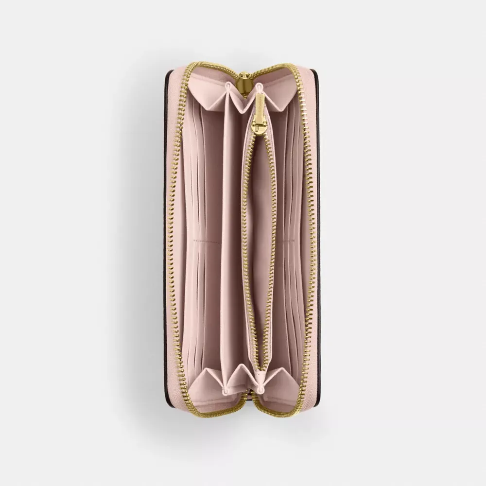 Long Zip Around Wallet With Rosette Print