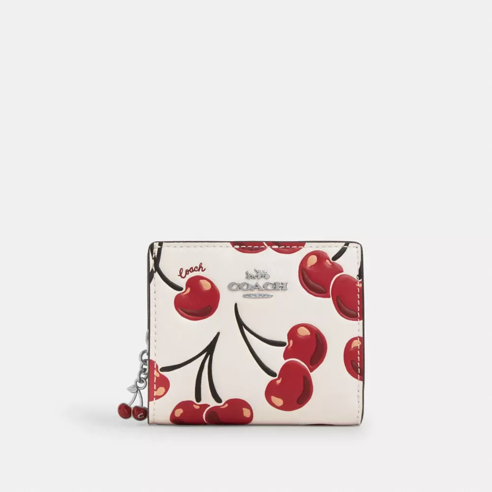 Snap Wallet In Signature Canvas With Cherry Print