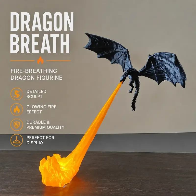 3D Printed Dragon Flame Book Nook with Light Mystical