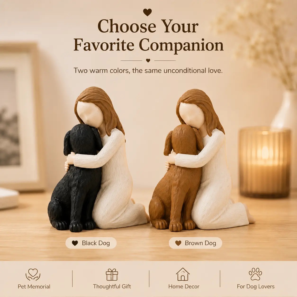 Dog Memorial Angel Resin Figurine Statue