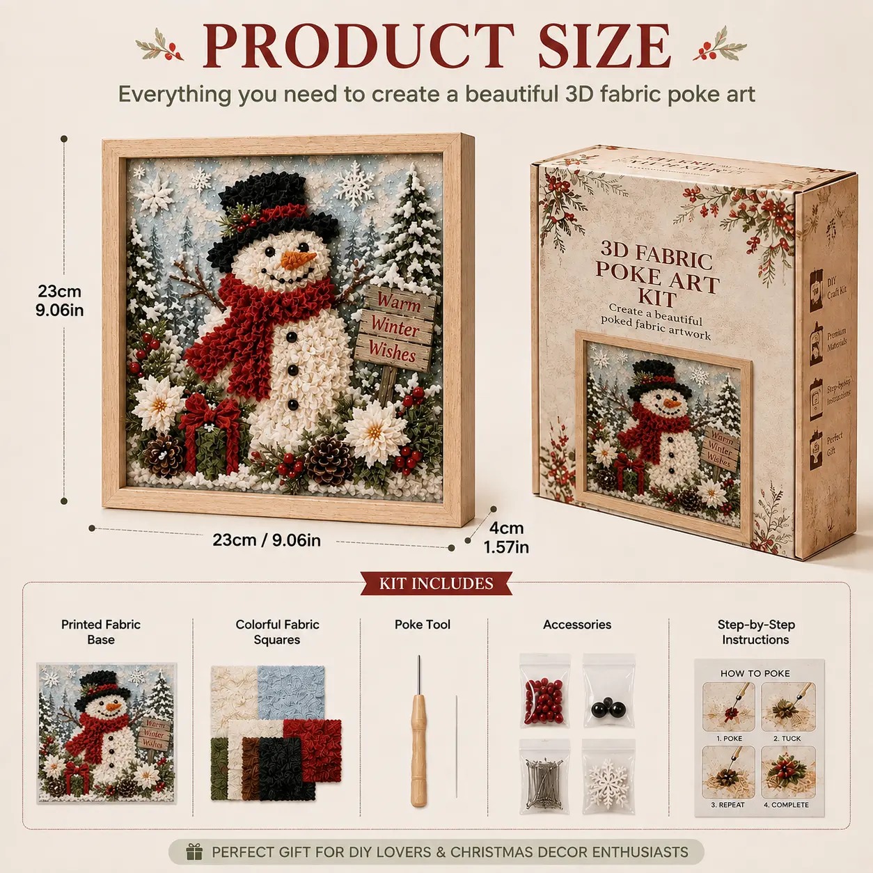 3D Christmas Fabric Poke Art Kit