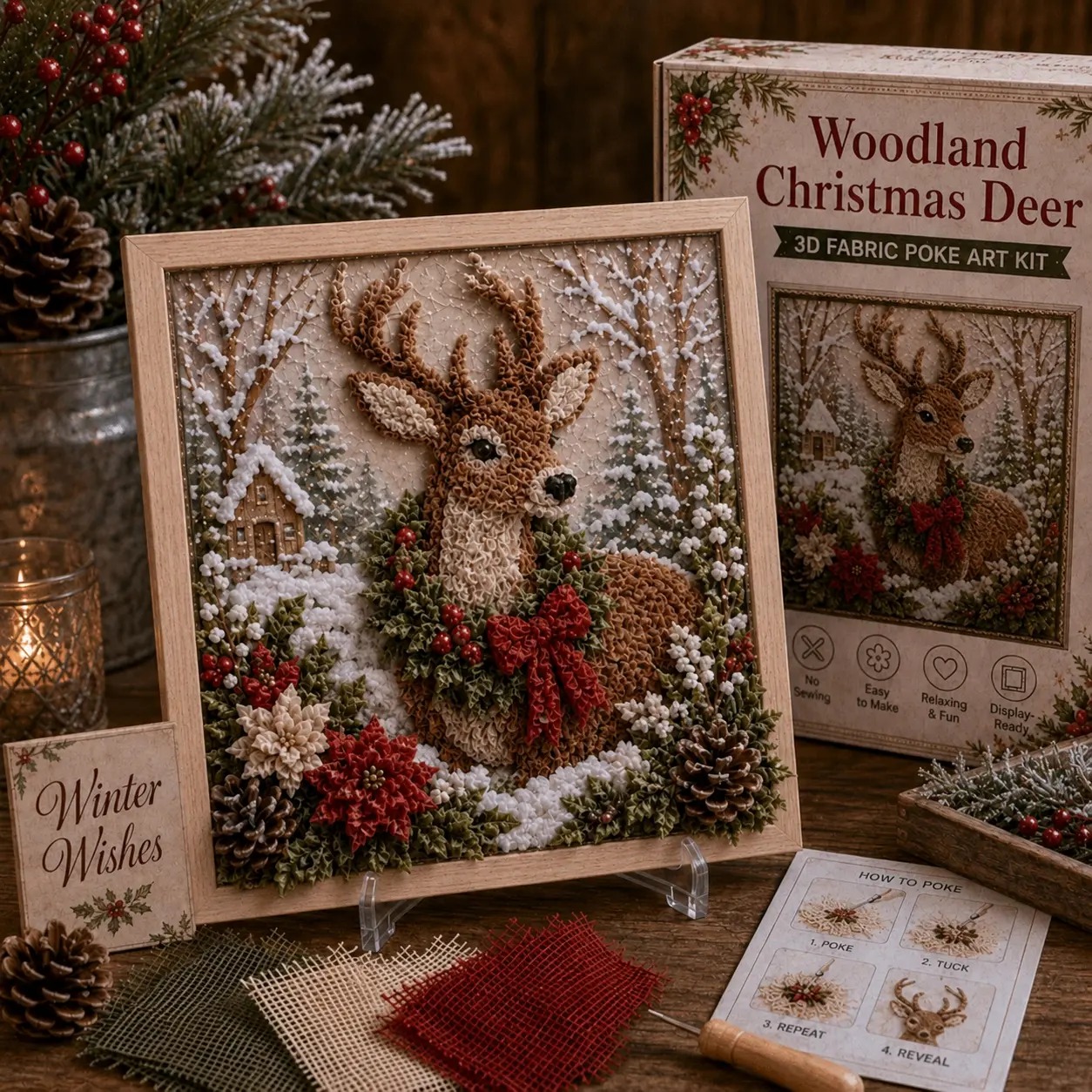 3D Christmas Fabric Poke Art Kit
