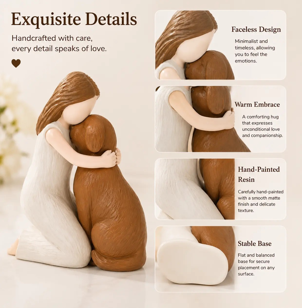 Dog Memorial Angel Resin Figurine Statue