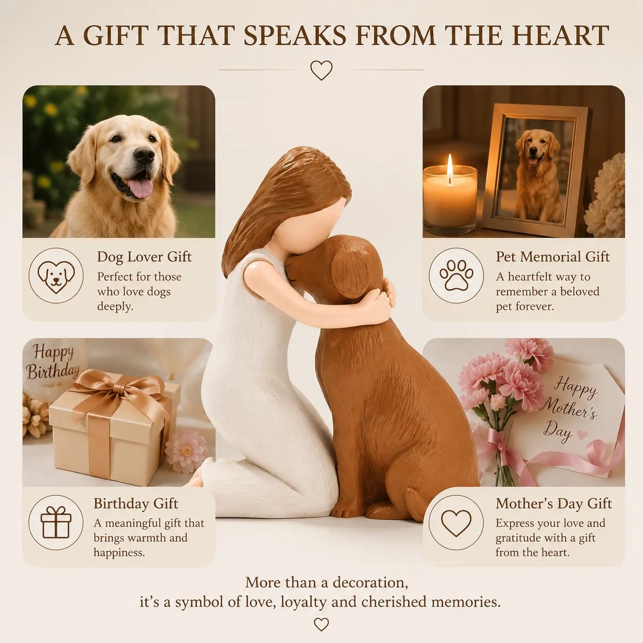 Dog Memorial Angel Resin Figurine Statue