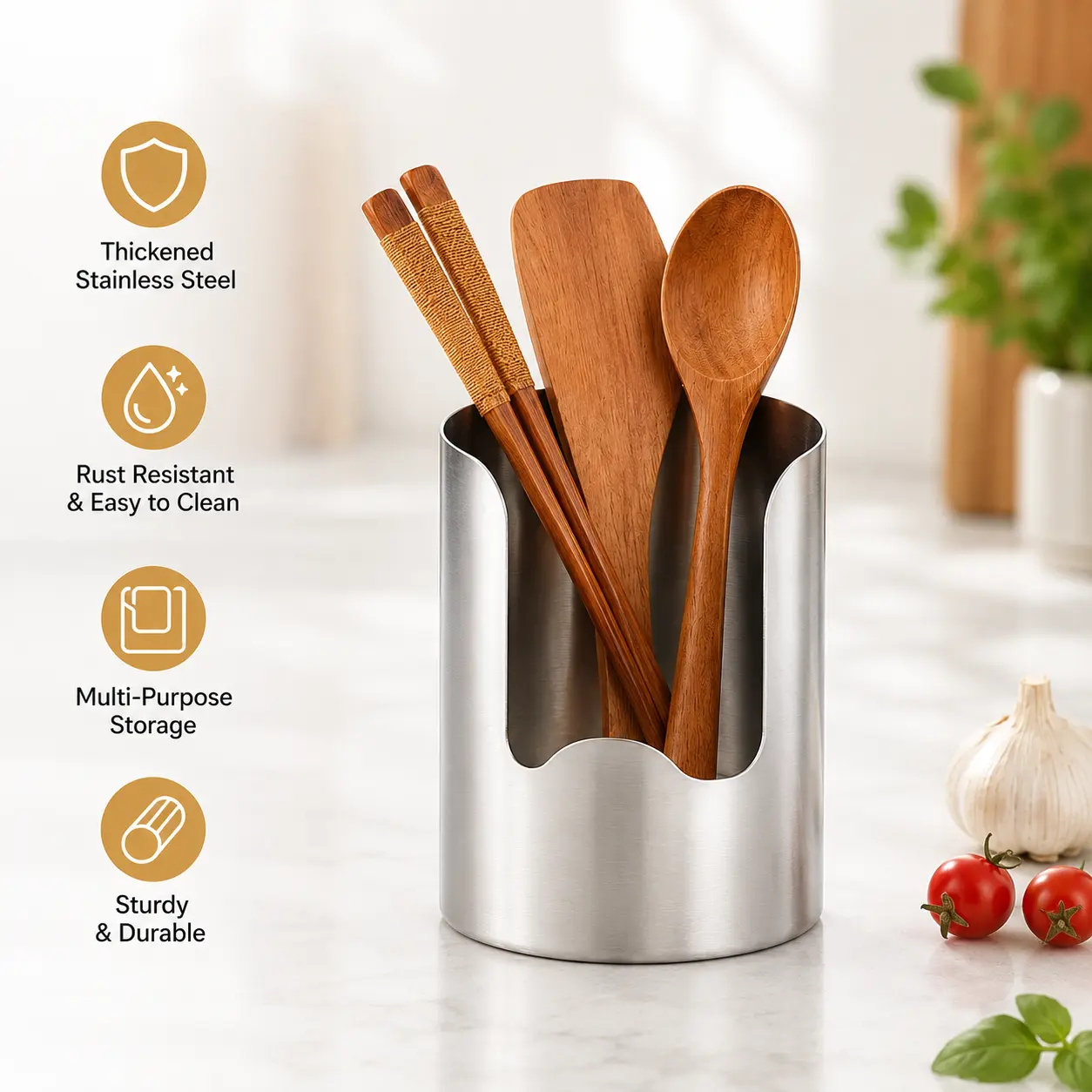 Thickened Stainless Steel Utensil Organizer