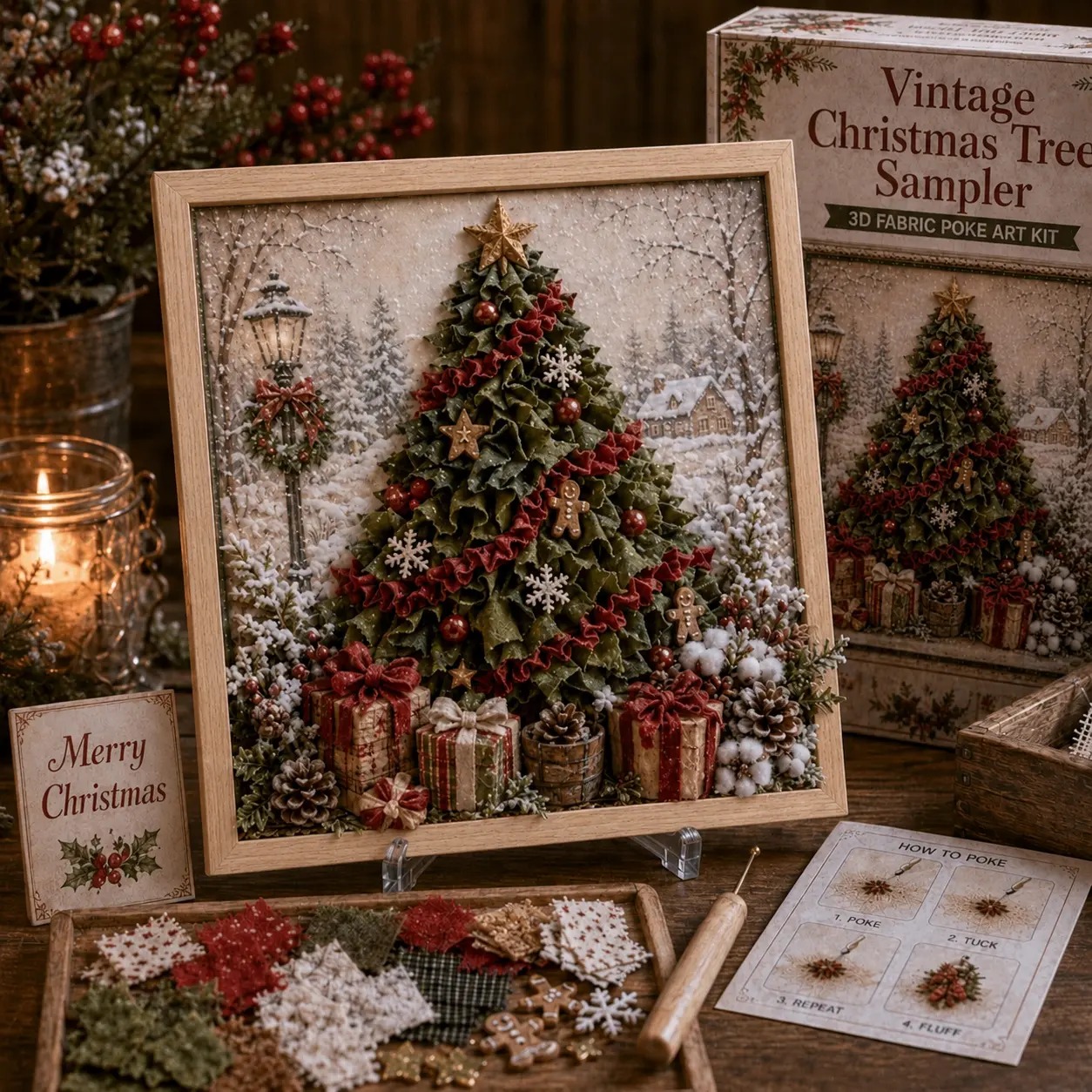 3D Christmas Fabric Poke Art Kit