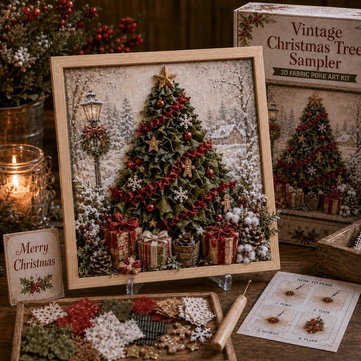 3D Christmas Fabric Poke Art Kit