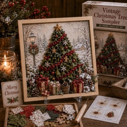 3D Christmas Fabric Poke Art Kit