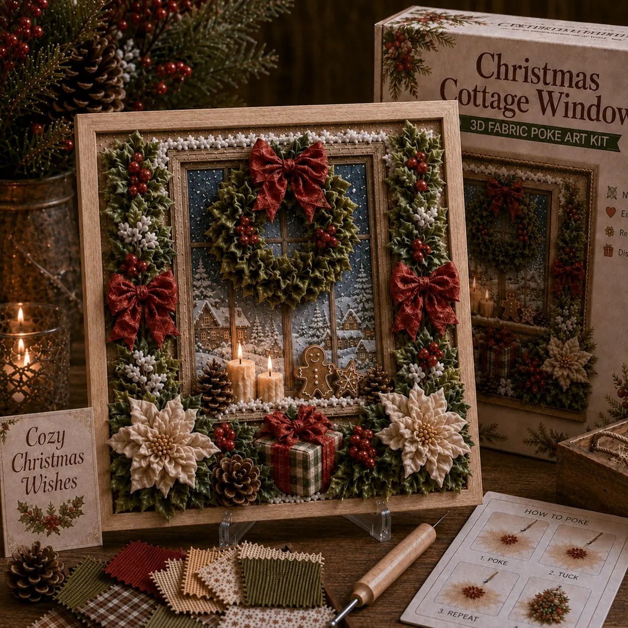 3D Christmas Fabric Poke Art Kit