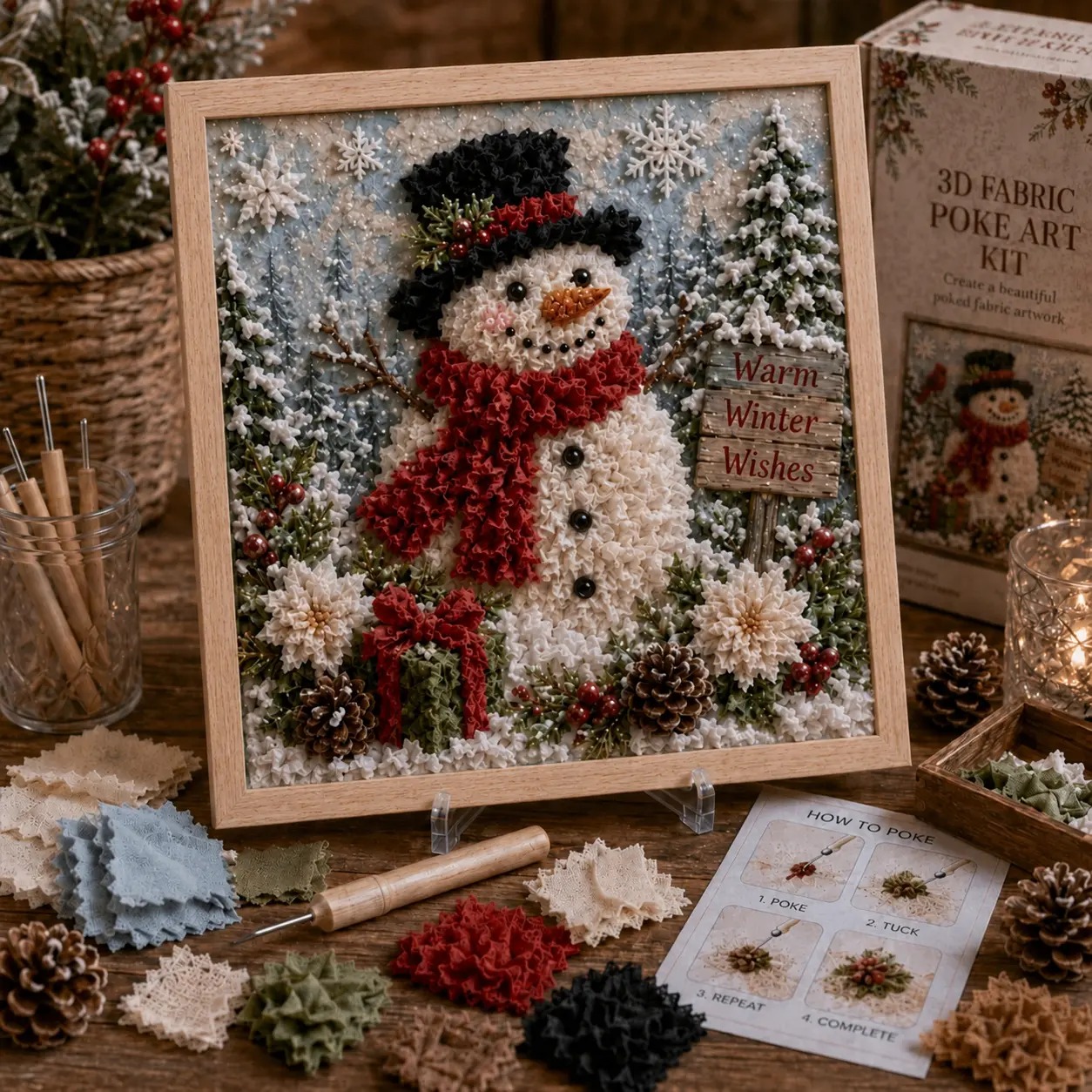 3D Christmas Fabric Poke Art Kit