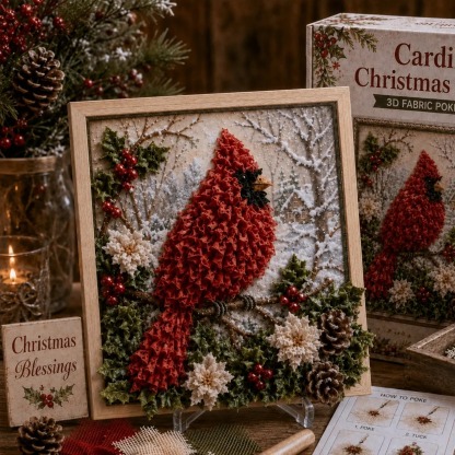 3D Christmas Fabric Poke Art Kit