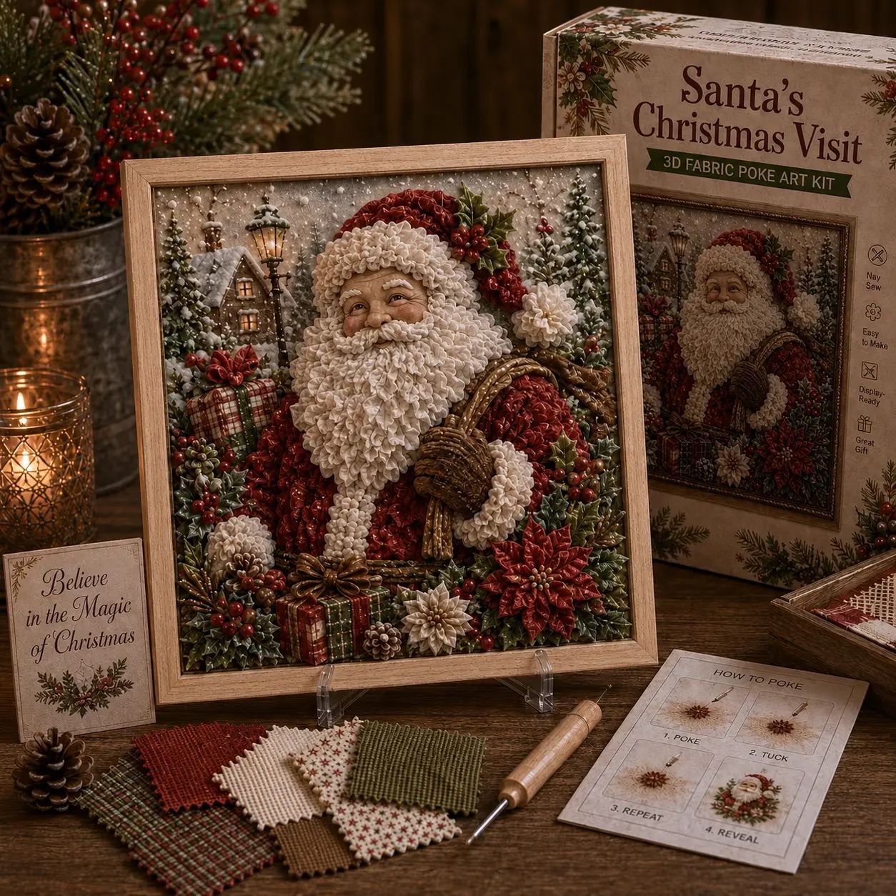 3D Christmas Fabric Poke Art Kit