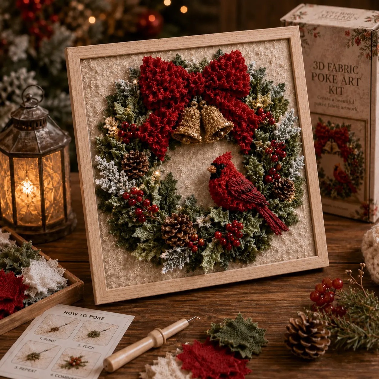 3D Christmas Fabric Poke Art Kit