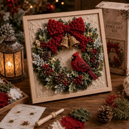 3D Christmas Fabric Poke Art Kit