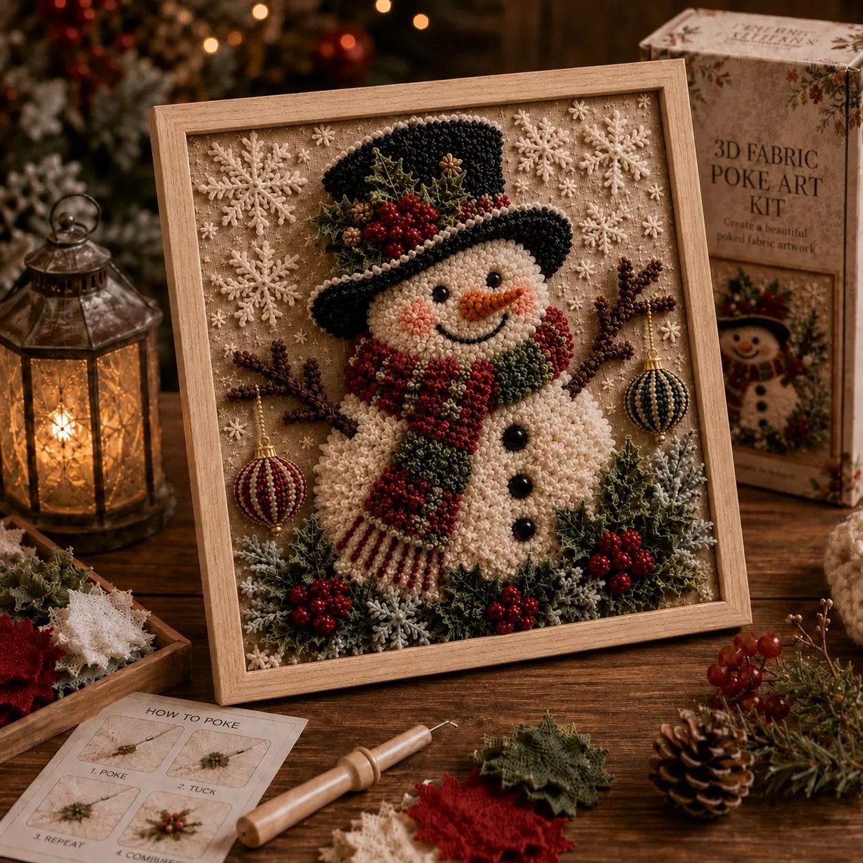 3D Christmas Fabric Poke Art Kit