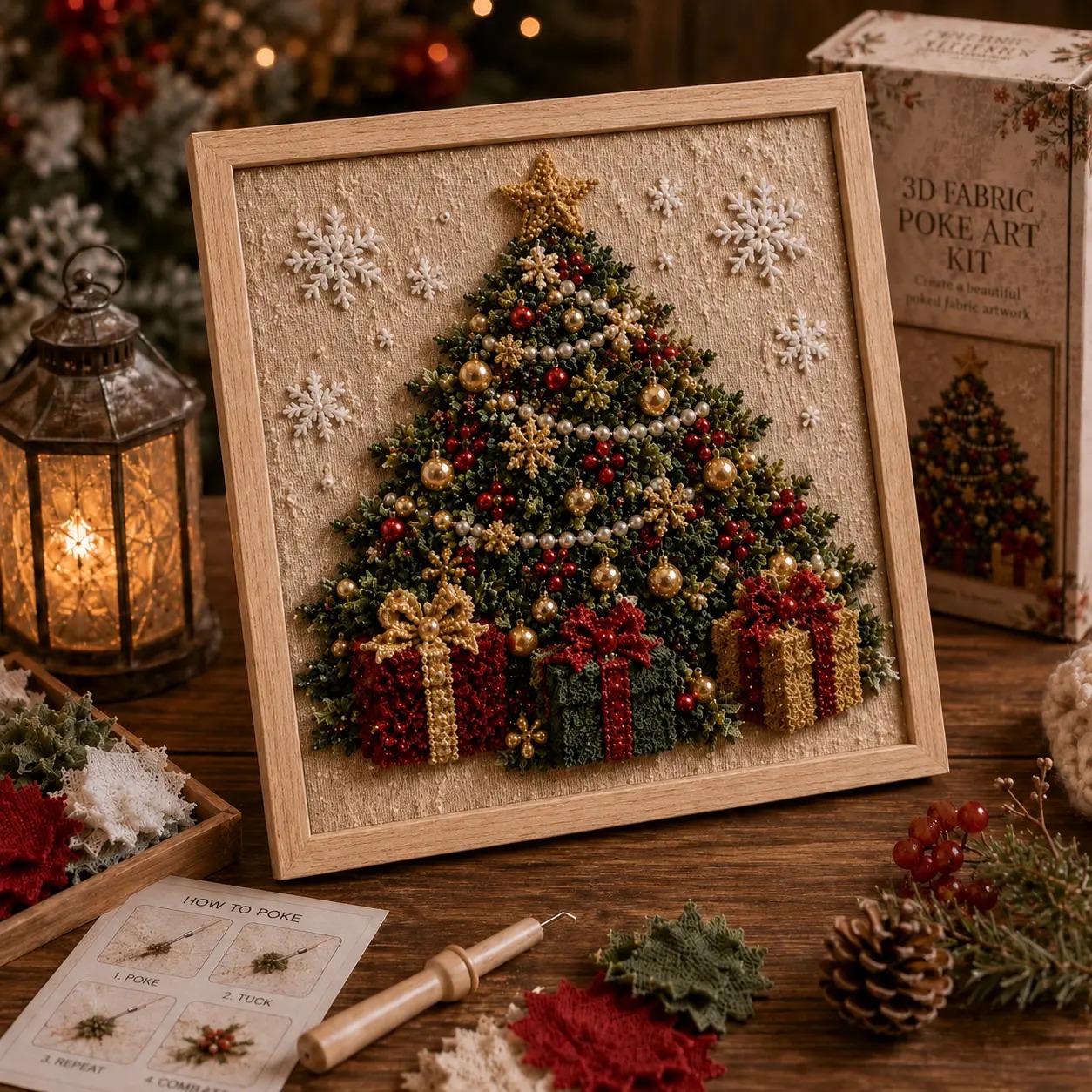 3D Christmas Fabric Poke Art Kit