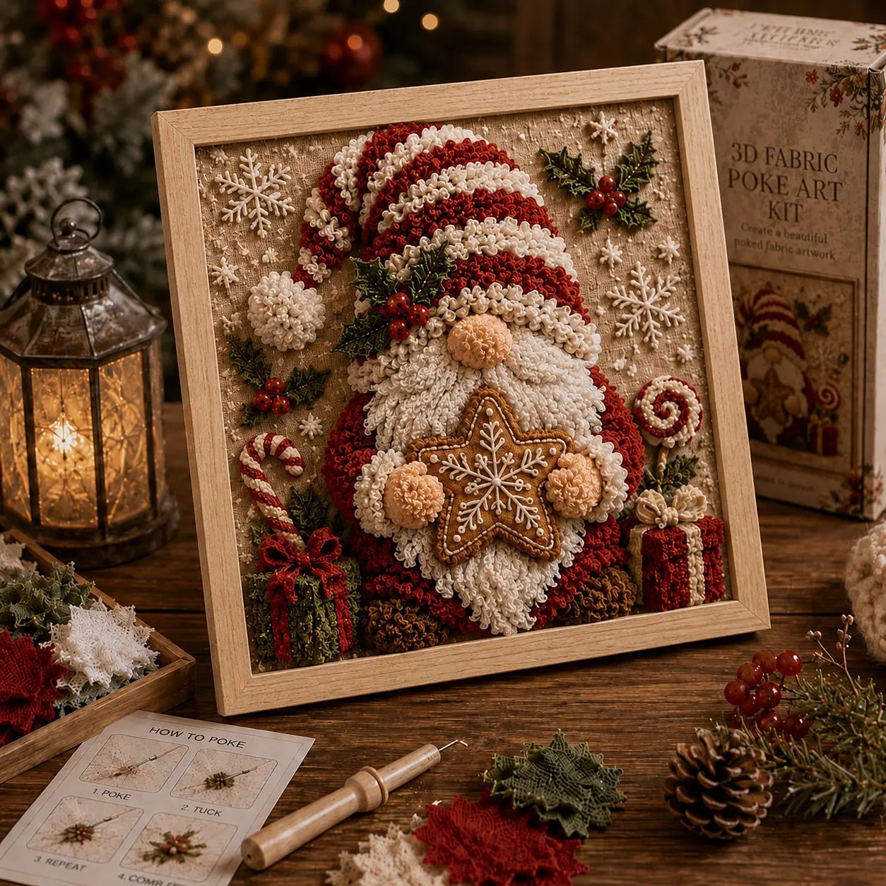 3D Christmas Fabric Poke Art Kit