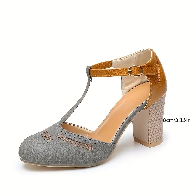 Women Low Heel Closed Round Toe Pumps