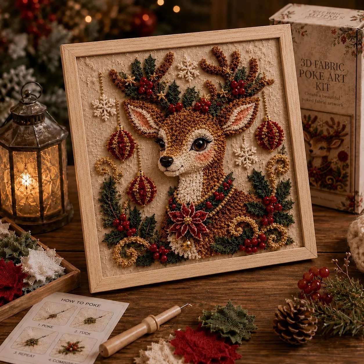 3D Christmas Fabric Poke Art Kit