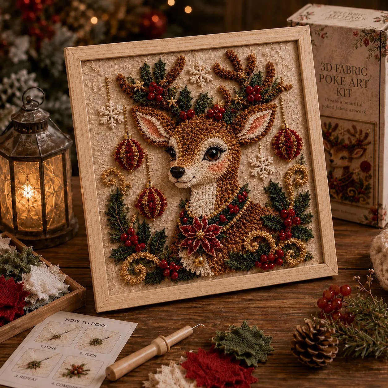 3D Christmas Fabric Poke Art Kit