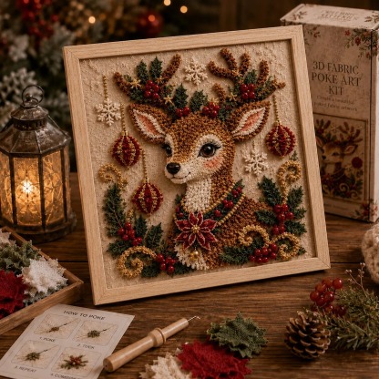 3D Christmas Fabric Poke Art Kit