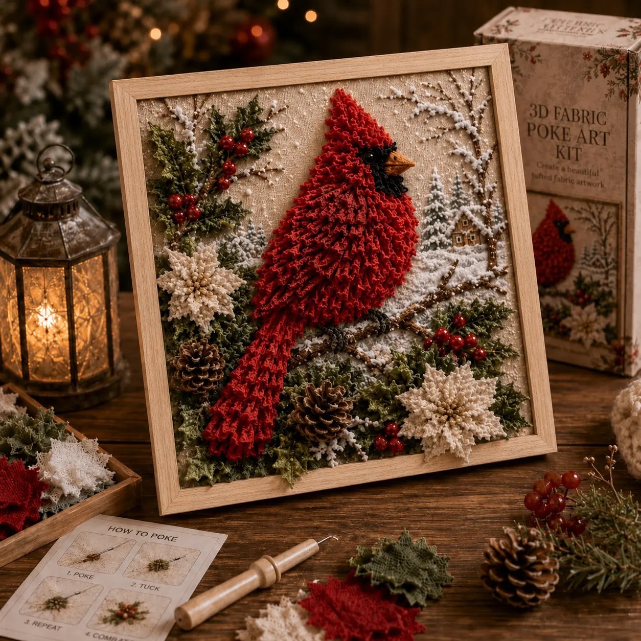 3D Christmas Fabric Poke Art Kit