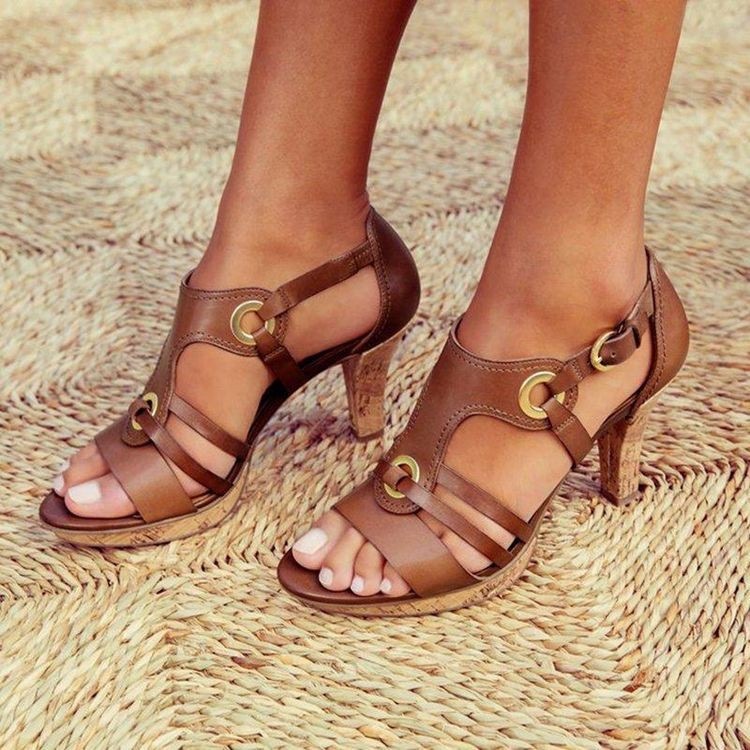 Women's Chunky Platform Classic Leather Sandals