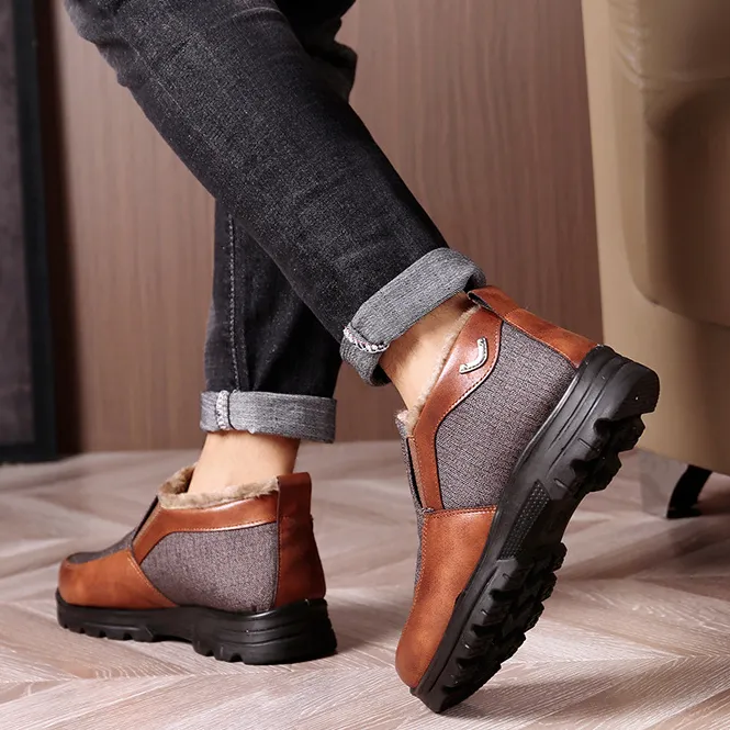 Keep Warm Winter Boots Slip on Comfortable Plush Fur Ankle Boots