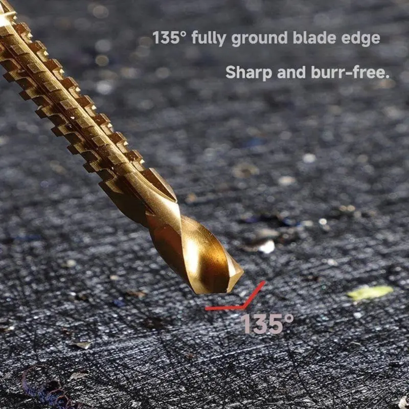 6Pcs Titanium Coated HSS Drill Bits