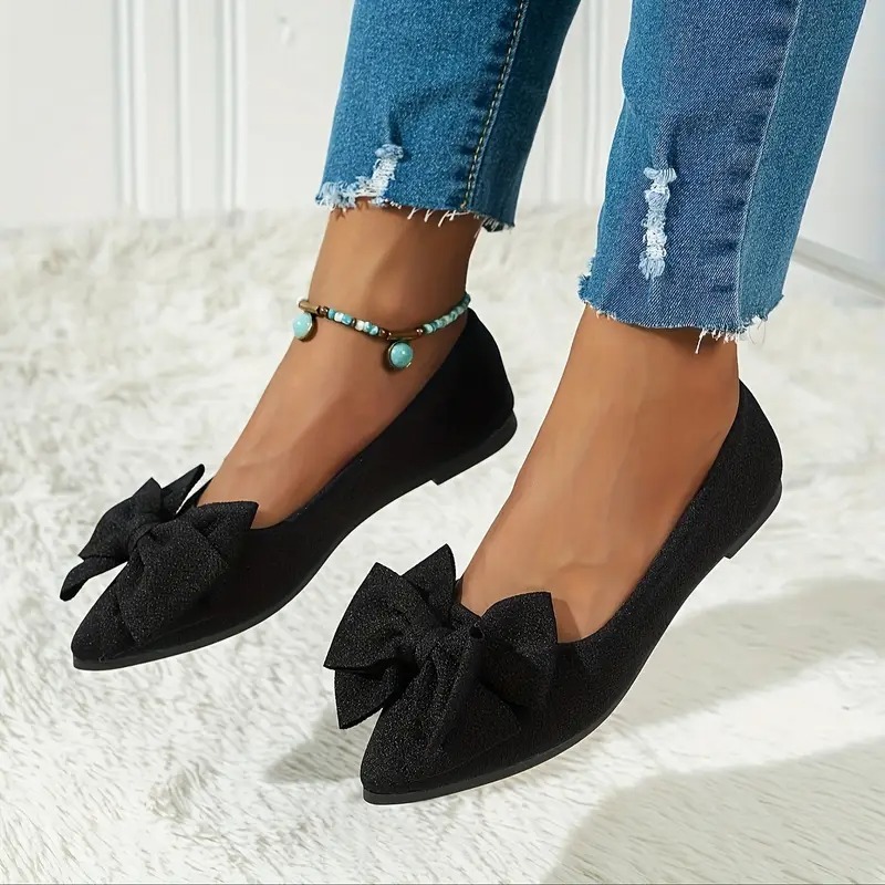 Women's Cute Black Bow Flat Shoes