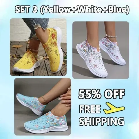 Flower Rhinestone Slip-on Sport Sneakers