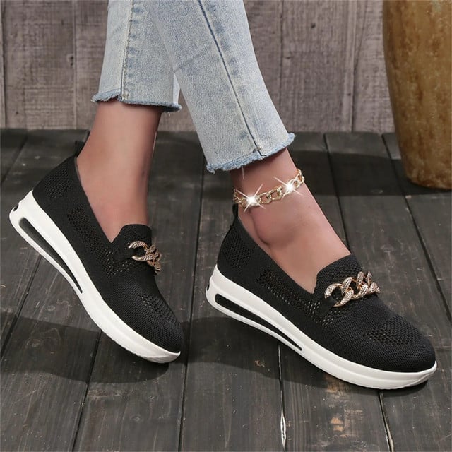 Women's Woven Breathable Casual Wedge Sneakers
