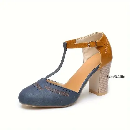 Women Low Heel Closed Round Toe Pumps