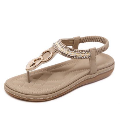 T-Strap Elastic Ankle Strap Sandals