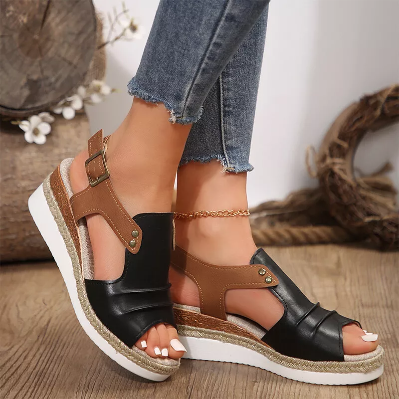 Women's Chunky Platform Classic Leather Sandals