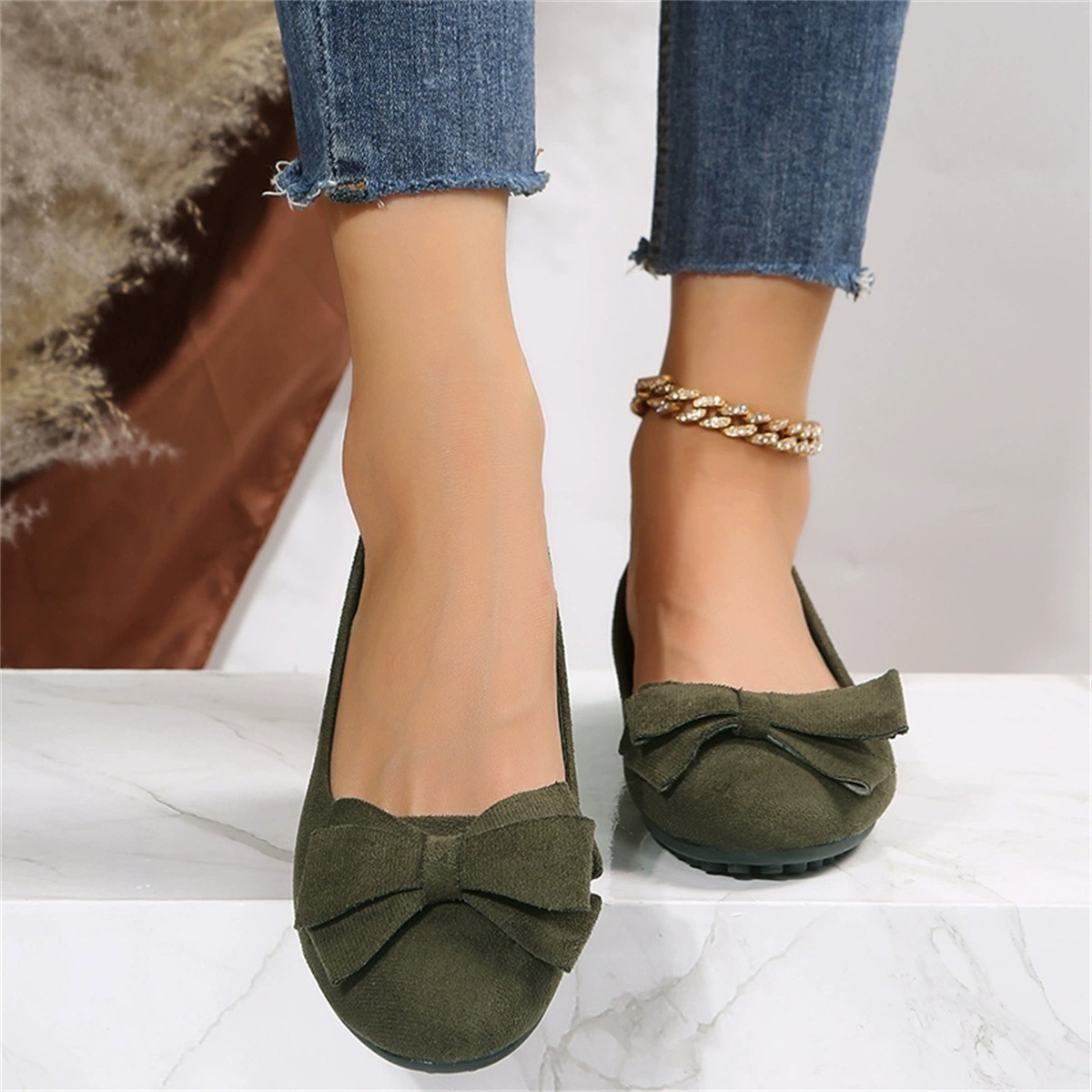 Women's Cute Black Bow Flat Shoes