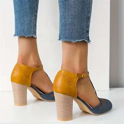 Women Low Heel Closed Round Toe Pumps