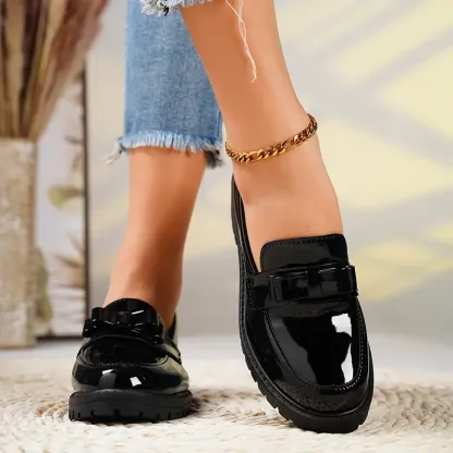 Women's Bowknot Decor Chunky Heel Loafers