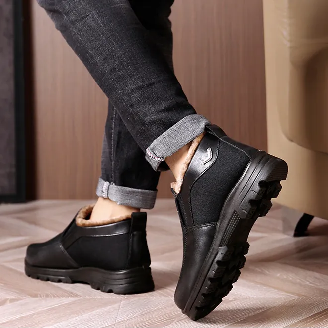 Keep Warm Winter Boots Slip on Comfortable Plush Fur Ankle Boots