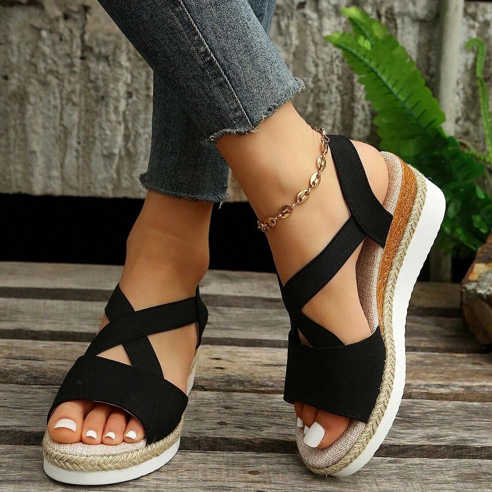 Women's Chunky Platform Classic Flat Bottom Slope Heel Sandals