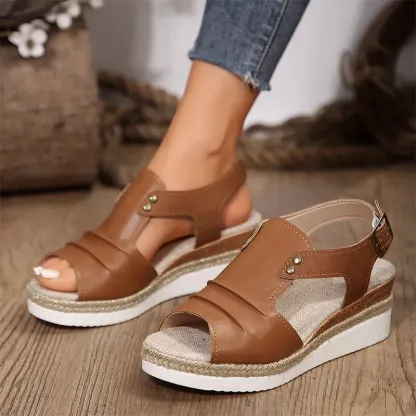 Women's Chunky Platform Classic Leather Sandals