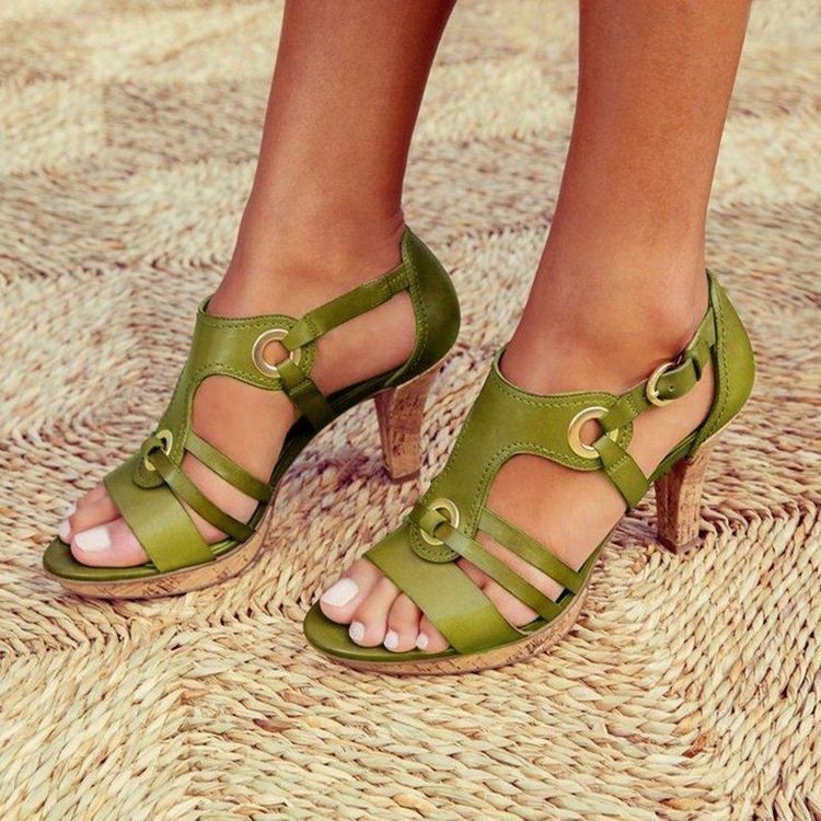 Women's Chunky Platform Classic Leather Sandals